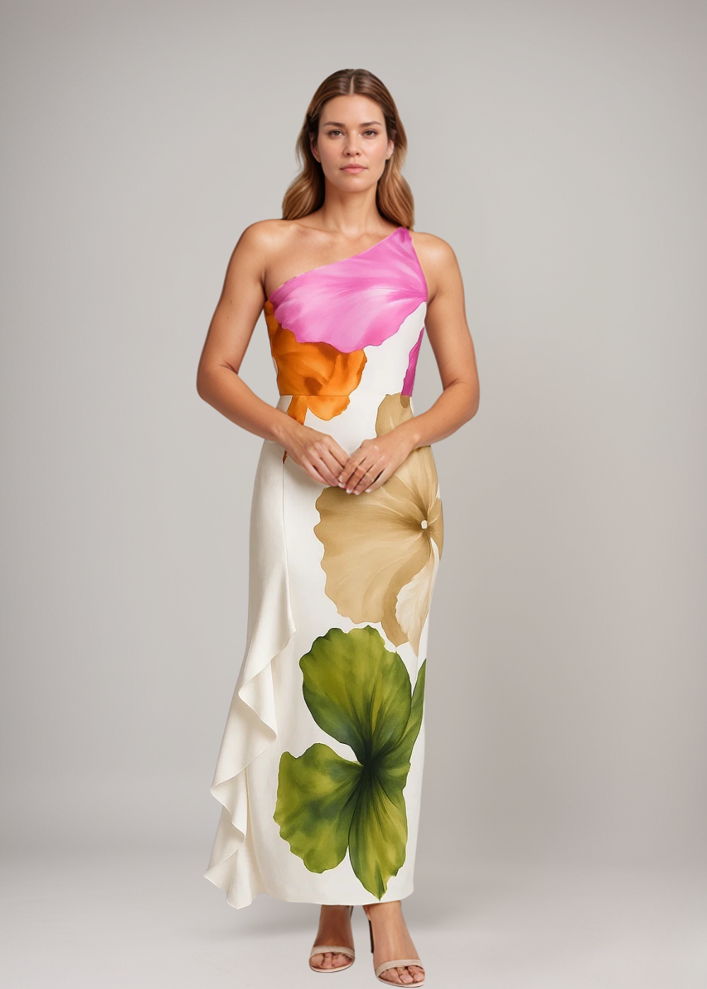 CWJ Jorgina™ | One-Shoulder Maxikleed met Rimpels