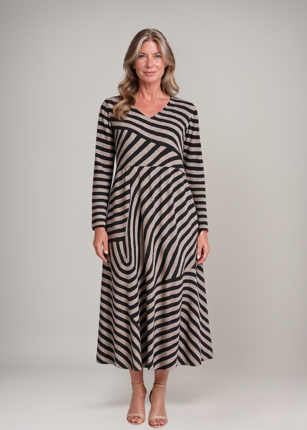 CWJ Belinda™ | Gestreepte Maxijurk met V-hals