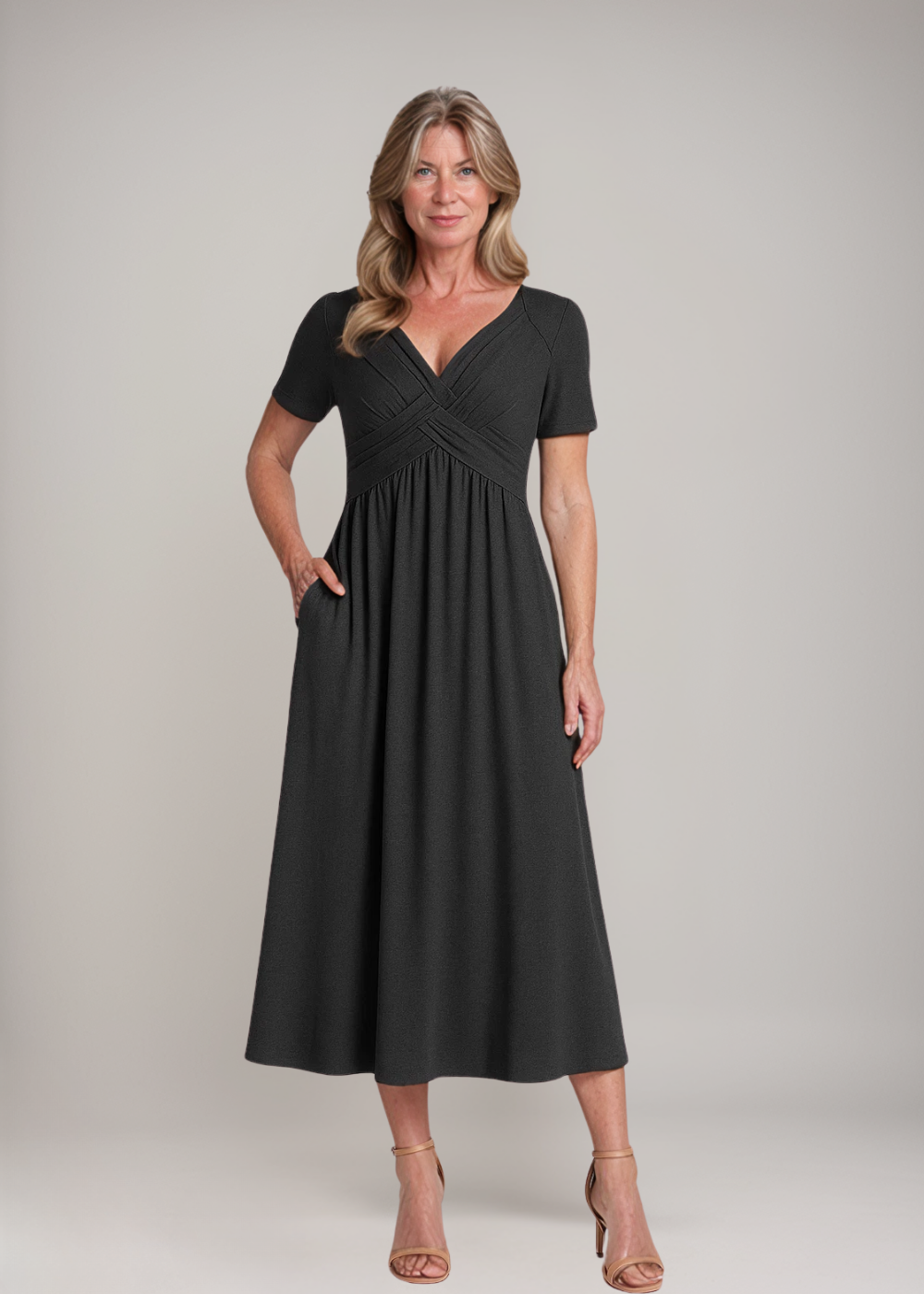 CWJ Delilah™ | Midi-jurk met taille-naad en zakken