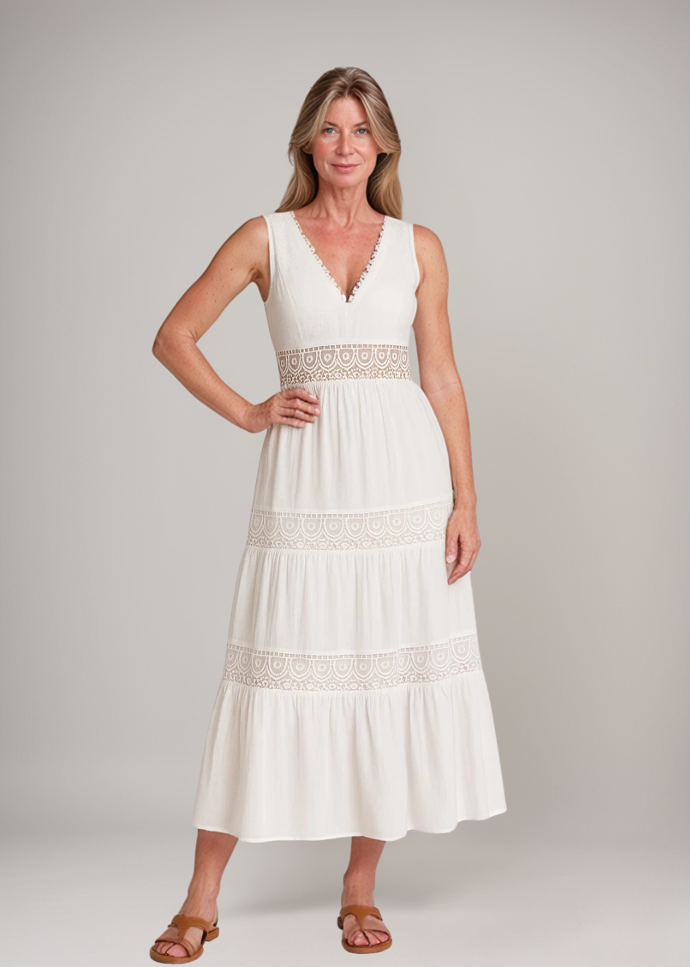 CWJ Paula™ | Maxikleed met kantaccenten in Boho-stijl