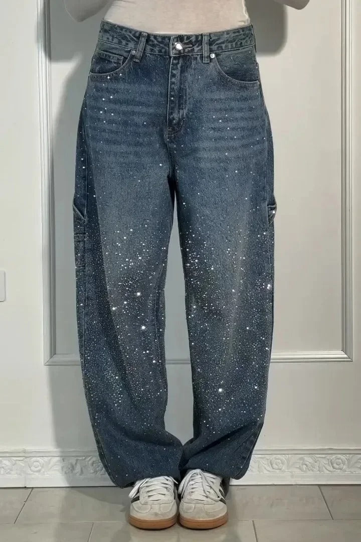 Jolene - High-waisted trousers, wide legs and button pockets