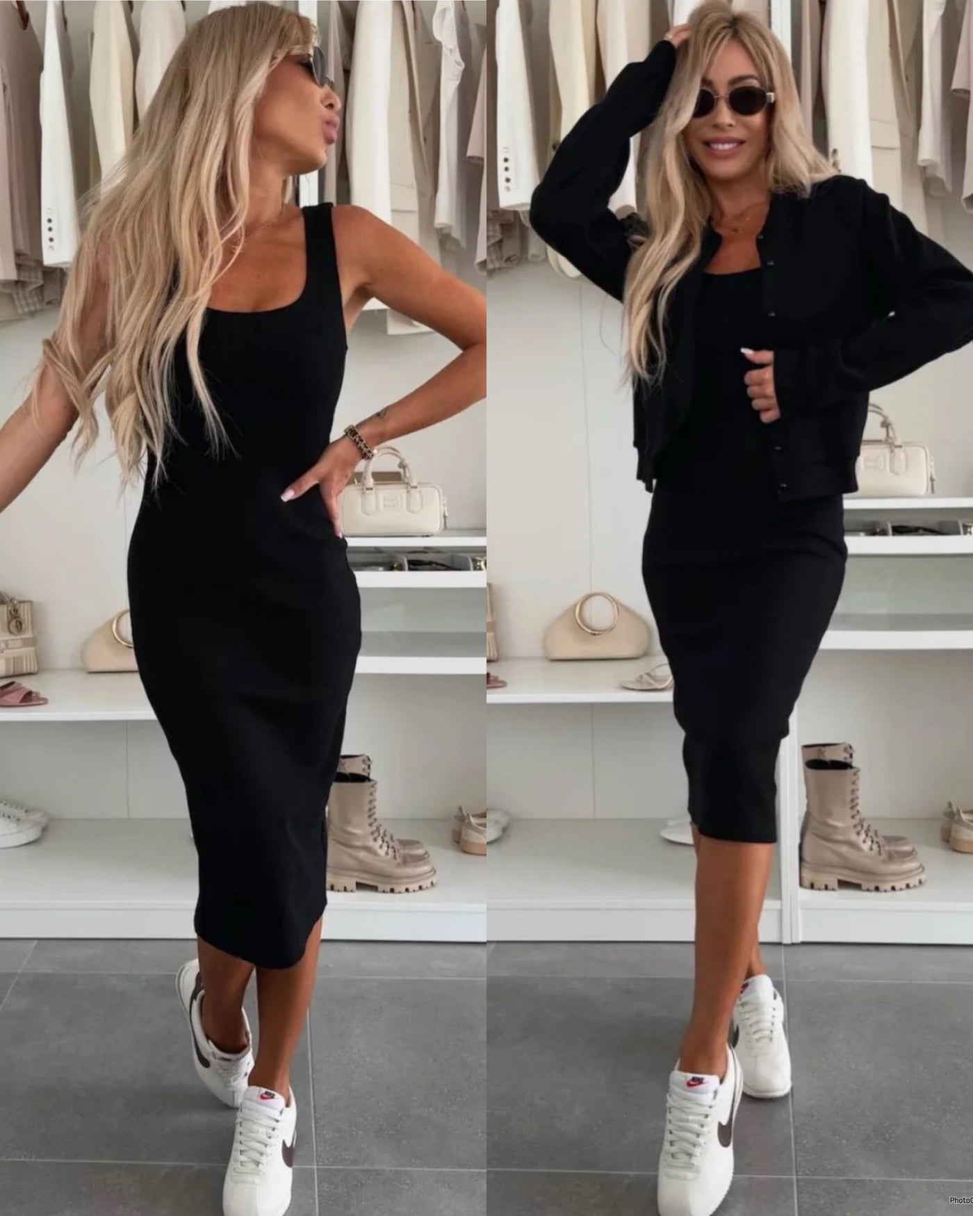 Karin™ | Ribbels Midi Dress & Bomber Jacket Set