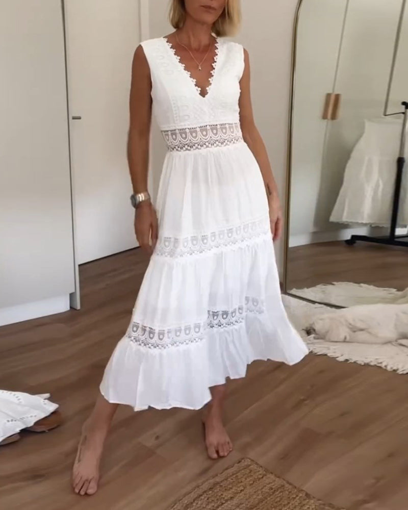 CWJ Paula™ | Maxikleed met kantaccenten in Boho-stijl