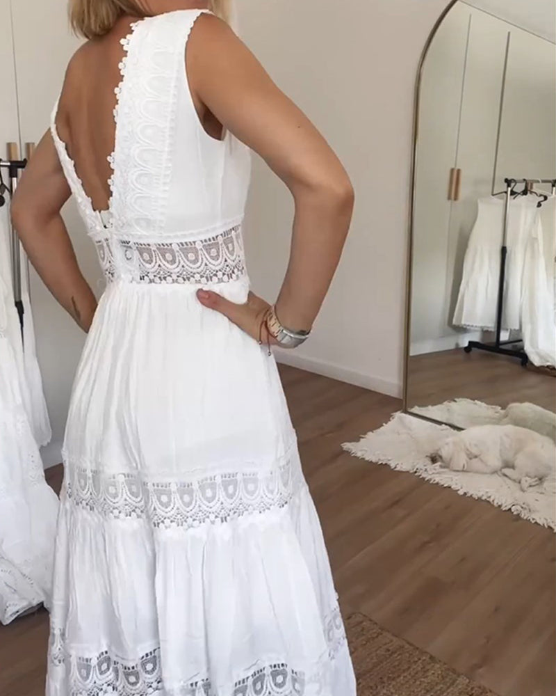 CWJ Paula™ | Maxikleed met kantaccenten in Boho-stijl