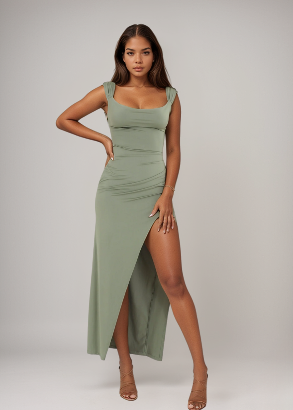 Claire™ | Figure-Enhancing Split Dress with Ruffles