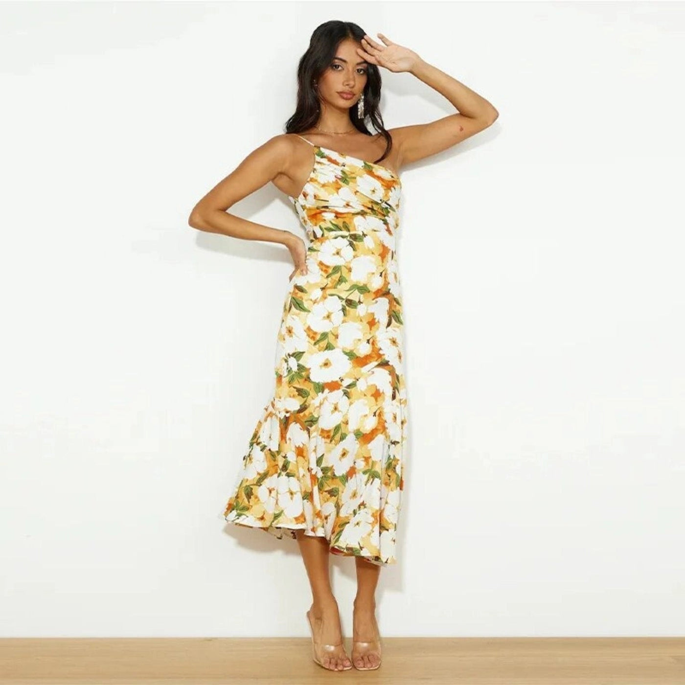 Viktoria™ | Asymmetrische Maxijurk met Bloemenpatroon