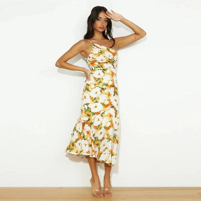 Viktoria™ | Asymmetrische Maxijurk met Bloemenpatroon