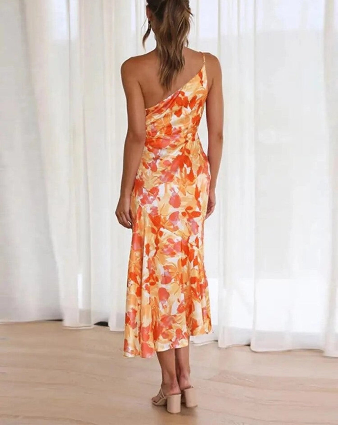 Viktoria™ | Asymmetrische Maxijurk met Bloemenpatroon