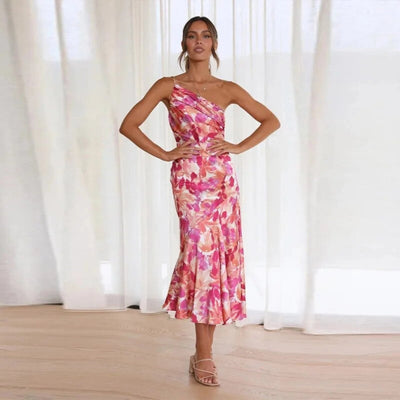 Viktoria™ | Asymmetrische Maxijurk met Bloemenpatroon