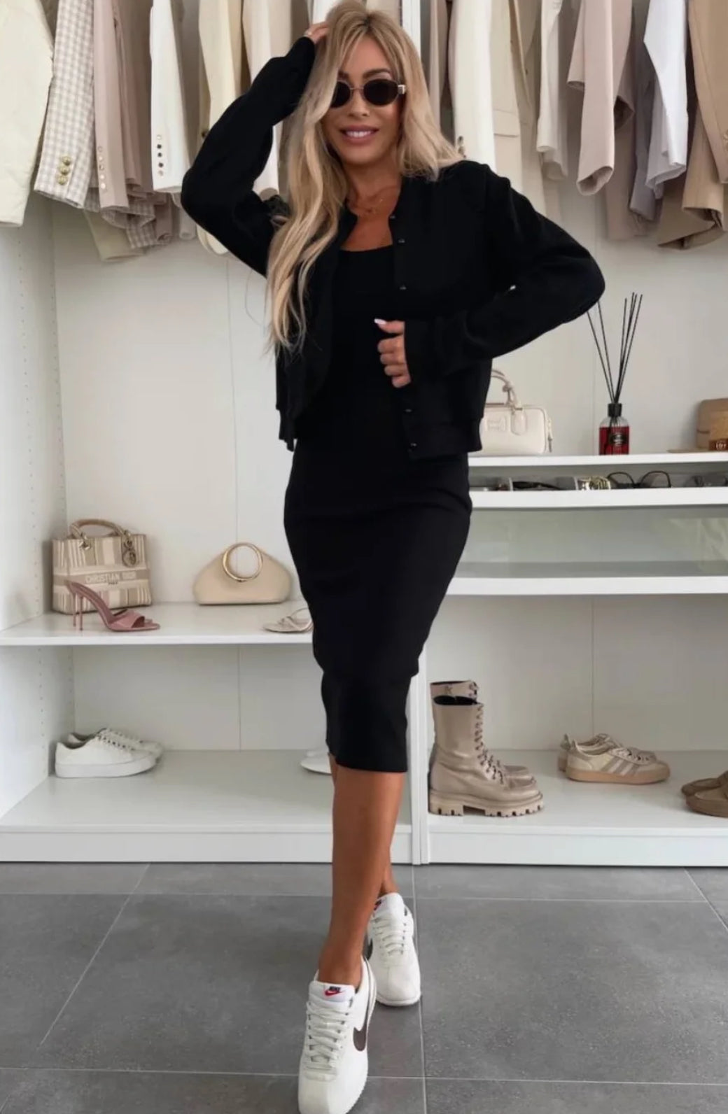 Karin™ | Ensemble Robe Midi Ribbels & Veste Bomber