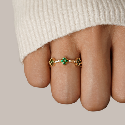 Luck - Four Leaf Clover Crystal Ring