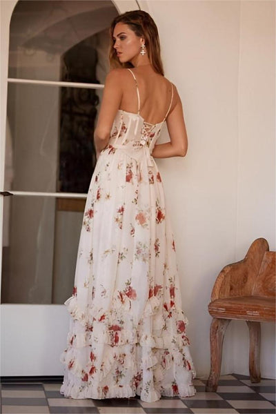 Yana™ | Maxijurk met Ruffles & Bloemenpatroon