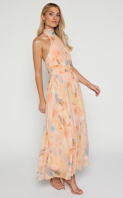 CWJ Joli™ | Maxijurk met halter en aquarelpatroon