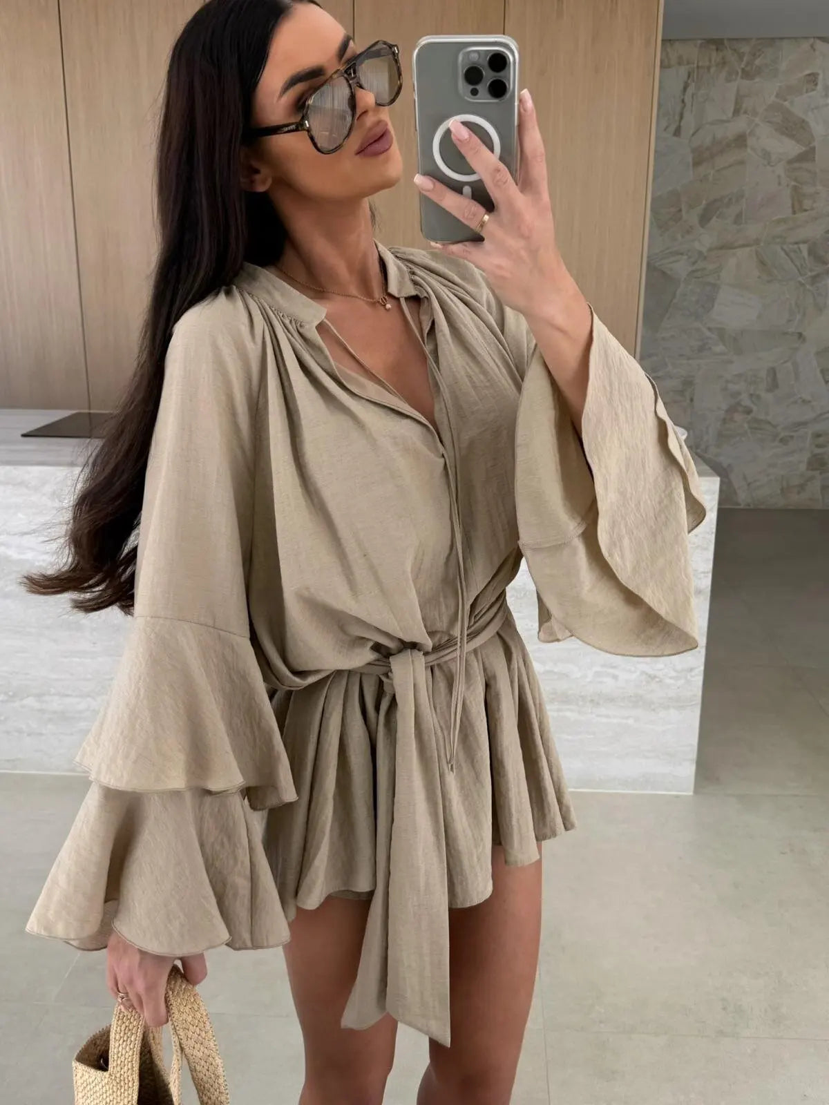 CWJ Dina™ | Luchtige Hemdress met Ceintuur