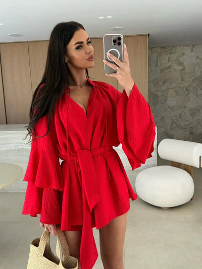 CWJ Dina™ | Luchtige Hemdress met Ceintuur