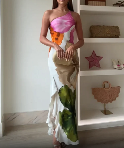 CWJ Jorgina™ | One-Shoulder Maxikleed met Rimpels