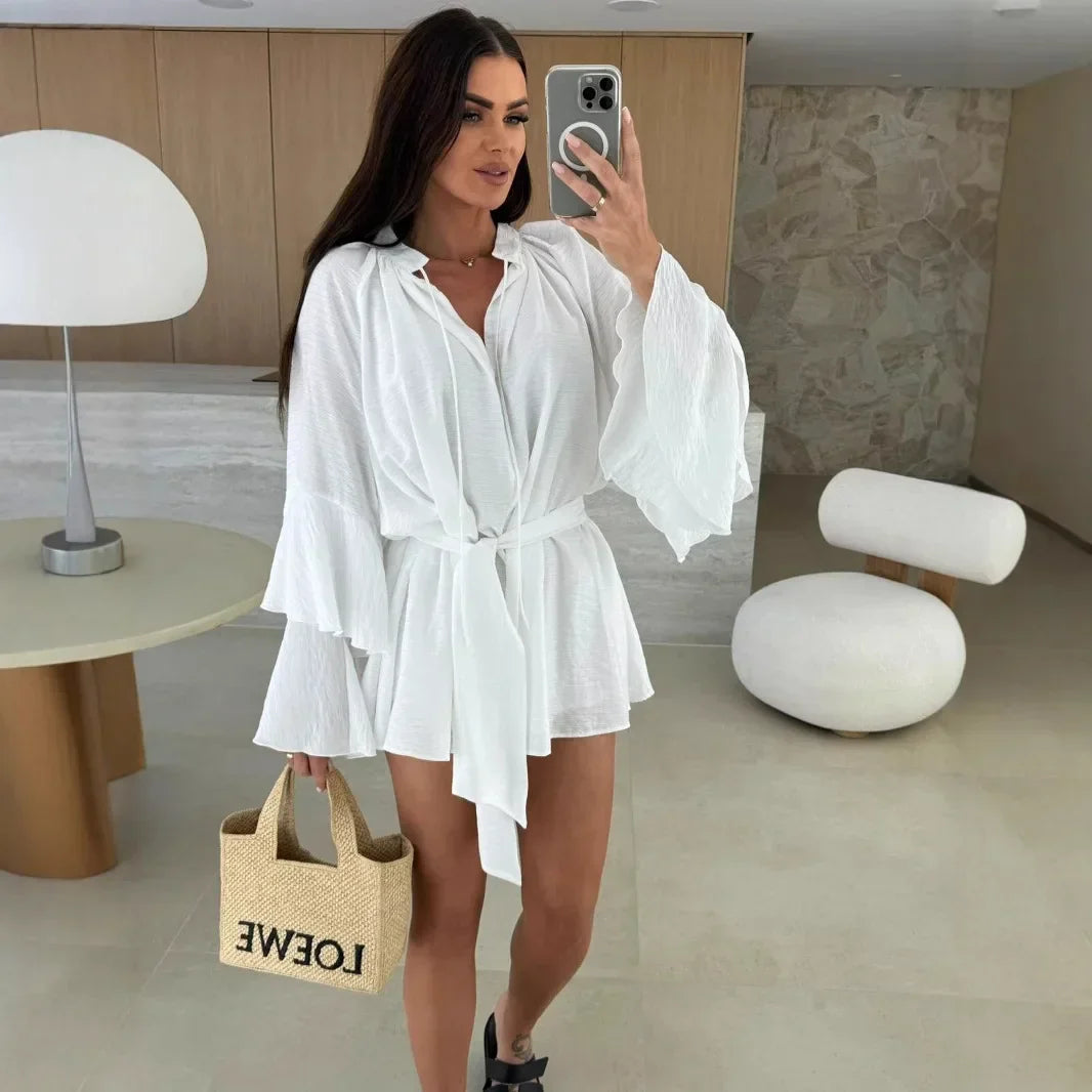 CWJ Dina™ | Luchtige Hemdress met Ceintuur