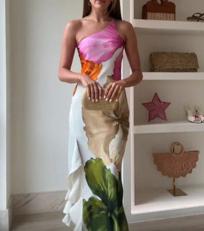 CWJ Jorgina™ | One-Shoulder Maxikleed met Rimpels