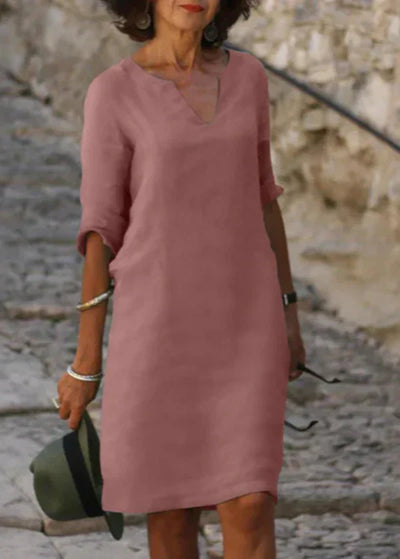 Wendy - Robe à Manches Trois Quarts et Col V