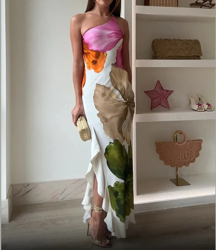 CWJ Jorgina™ | One-Shoulder Maxikleed met Rimpels