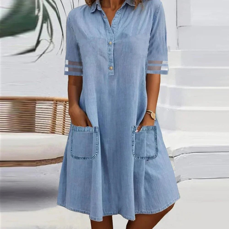 Jennie | Denim Mini Dress with Side Pockets