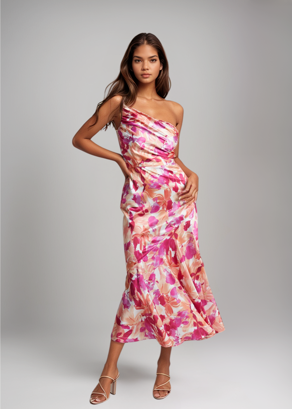 Viktoria™ | Asymmetrische Maxijurk met Bloemenpatroon