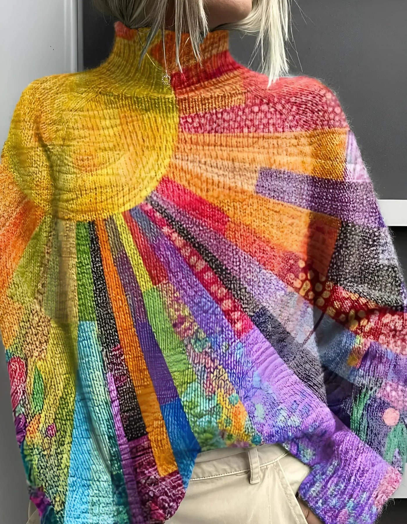Ada - Colourful and Joyful Roll Neck Jumper