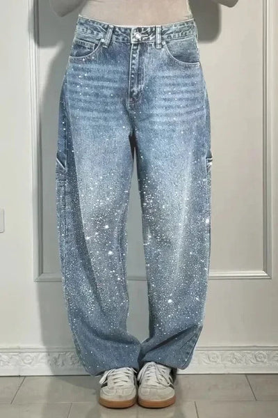 Jolene - High-waisted trousers, wide legs and button pockets