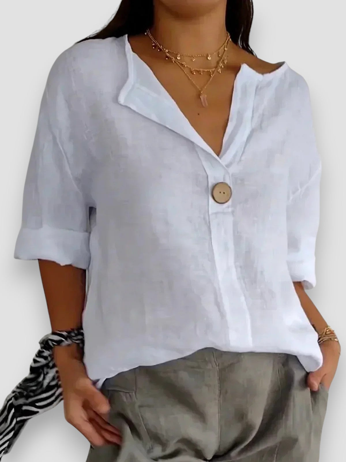 Tessa - Blouse Casual avec Décolleté en V
