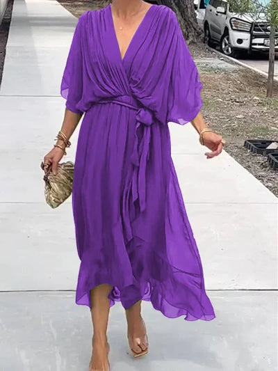 CWJ Aurora™ | Chiffon-Midikleid met Wikkeloptiek