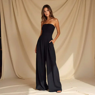 Aveline - Strapless jumpsuit with integrated corset effect