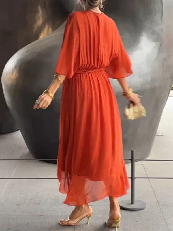 CWJ Aurora™ | Chiffon-Midikleid met Wikkeloptiek