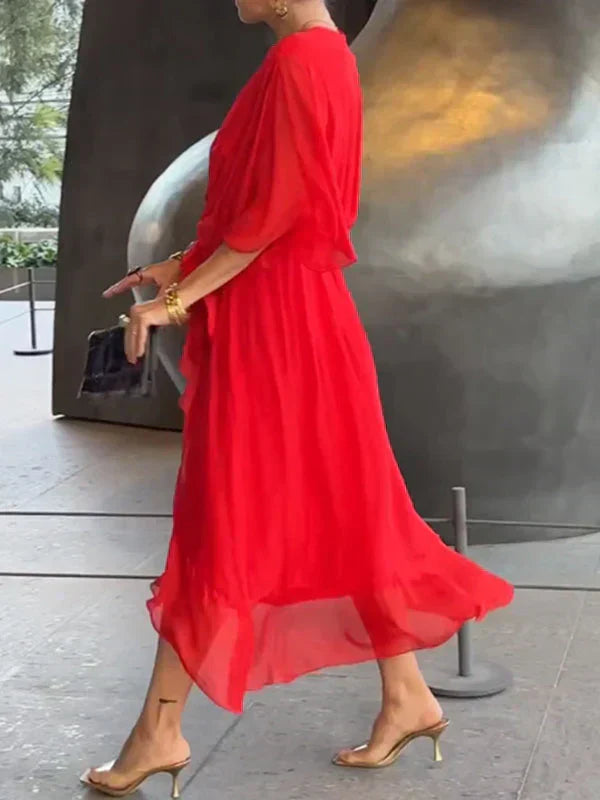 CWJ Aurora™ | Chiffon-Midikleid met Wikkeloptiek