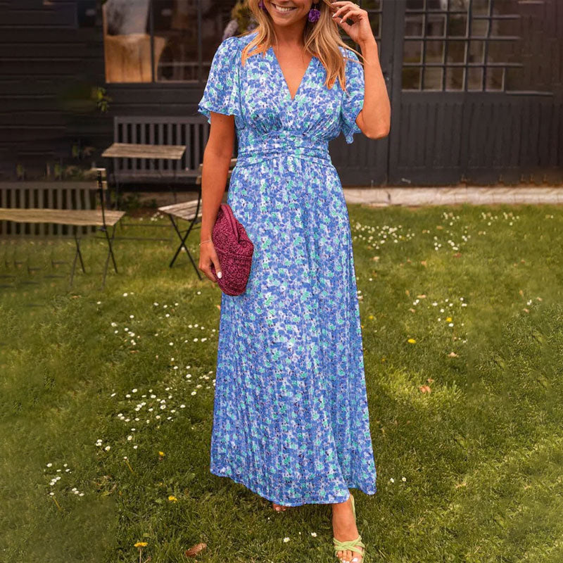 Seraphina™ | Gebloemde Maxijurk met Flattermouwen