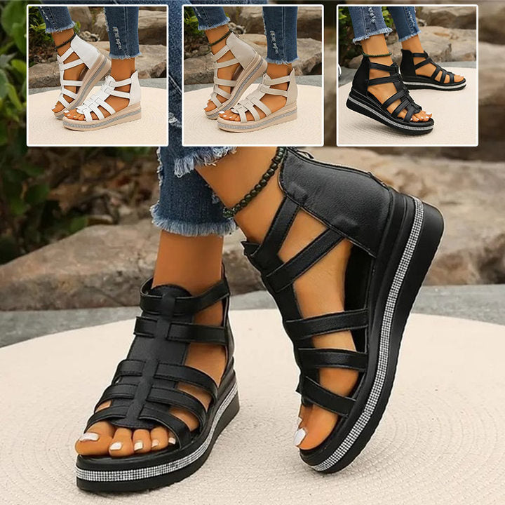 Sandal with rhinestones and wedge heel