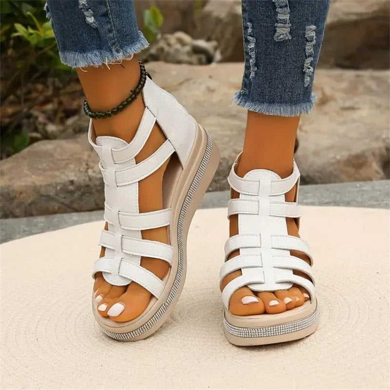 Sandal with rhinestones and wedge heel