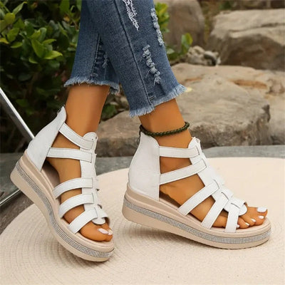 Sandal with rhinestones and wedge heel