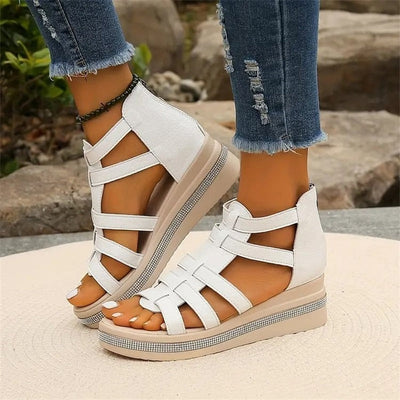 Sandal with rhinestones and wedge heel
