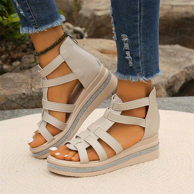Sandal with rhinestones and wedge heel