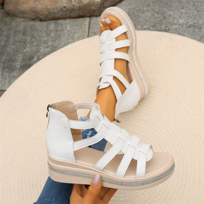 Sandal with rhinestones and wedge heel