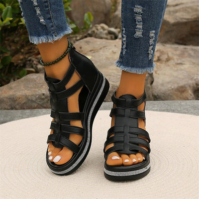Sandal with rhinestones and wedge heel