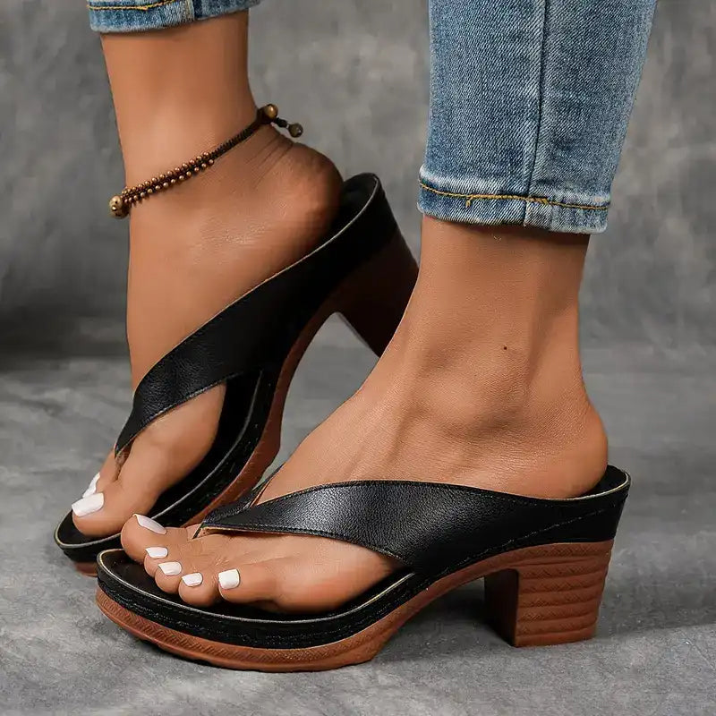 Comfortable and elegant orthopedic sandals with high heel and open toe