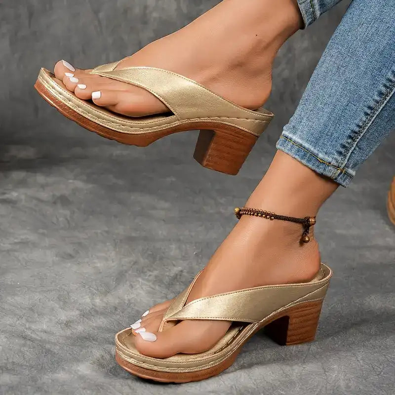 Comfortable and elegant orthopedic sandals with high heel and open toe