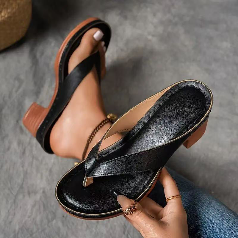 Comfortable and elegant orthopedic sandals with high heel and open toe