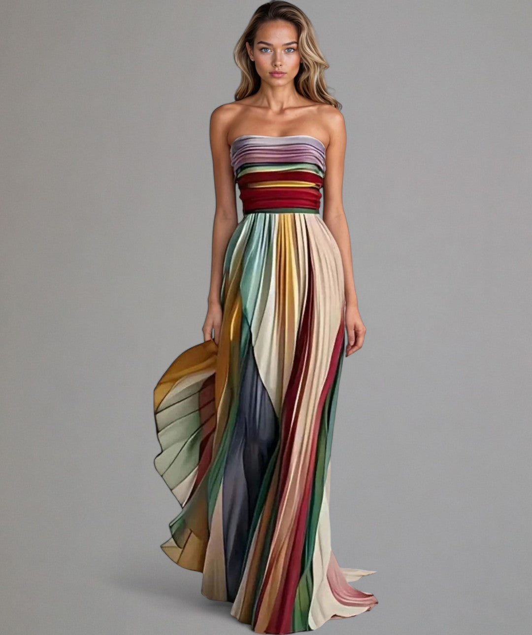 Breeze du Couchant - Colourful strapless dress