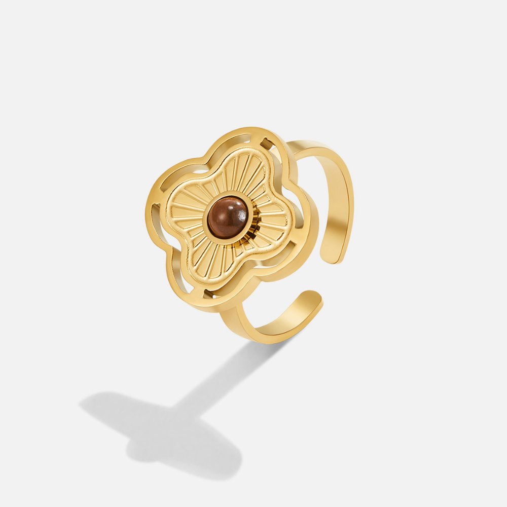 Tiger's Eye Luck Flower Ring