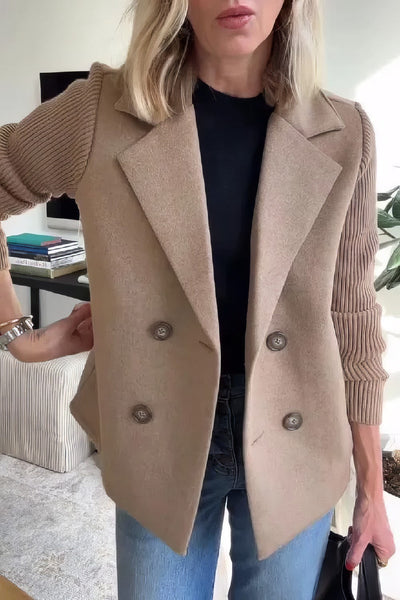 CLAIRE | Long Cardigan with Patchwork Sleeves