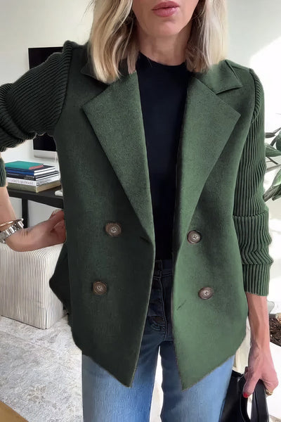 CLAIRE | Long Cardigan with Patchwork Sleeves