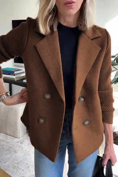 CLAIRE | Long Cardigan with Patchwork Sleeves