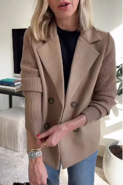 CLAIRE | Lange Cardigan met Patchwork Mouwen